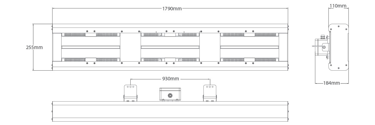 Shadow 6kW Plus Industrial Infrared heater dimensions